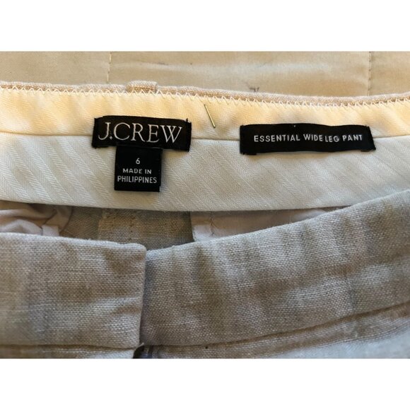 J.Crew Essential Wide Leg 100% LINEN Pants Womens 6 Beige High Rise Trousers Wor - Picture 8 of 12